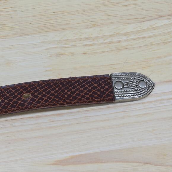 State of The Art Women's Size 12 Brown Faux Snake Skin Belt Western Boho Buckle - Picture 5 of 16